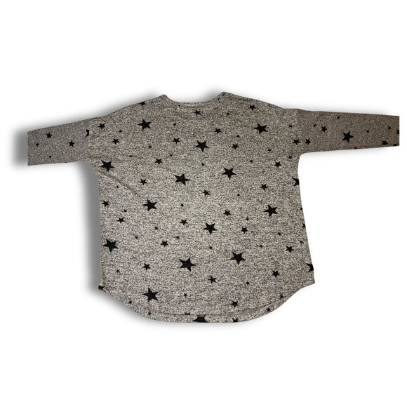 Buffalo David Bitton Gray Star Print Sweater Medium Made In Jordan Soft Knit Wom - Picture 3 of 4